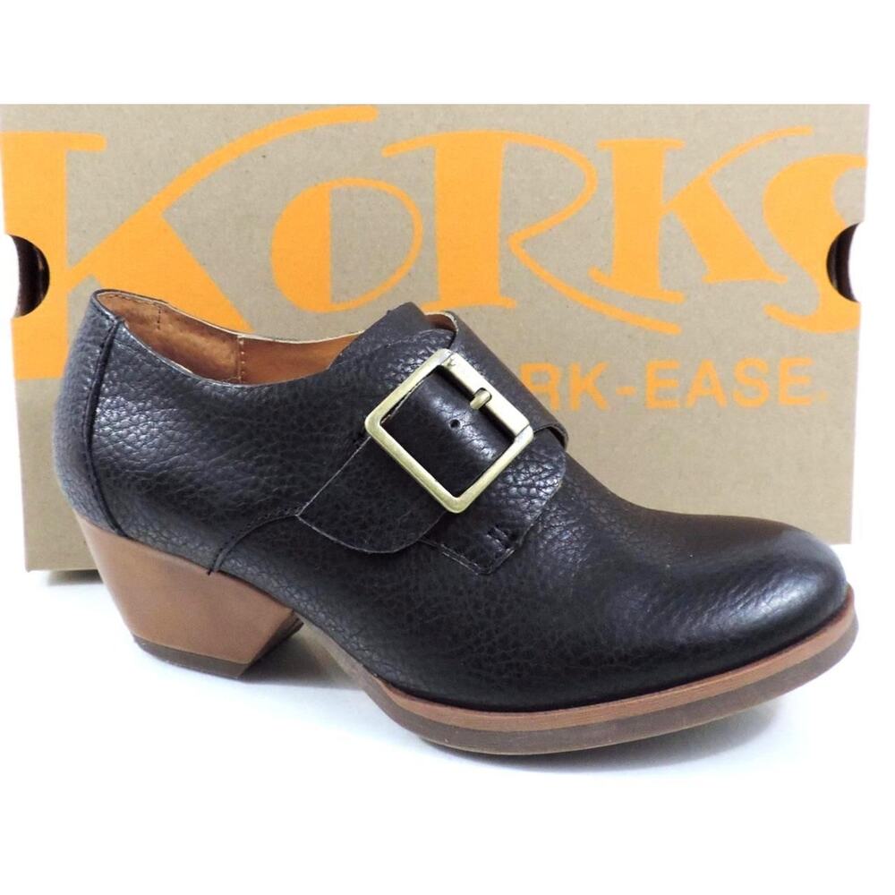 Korks by Kork Ease Little Monk Strap Slip On Booties Leather Black Size 6.5